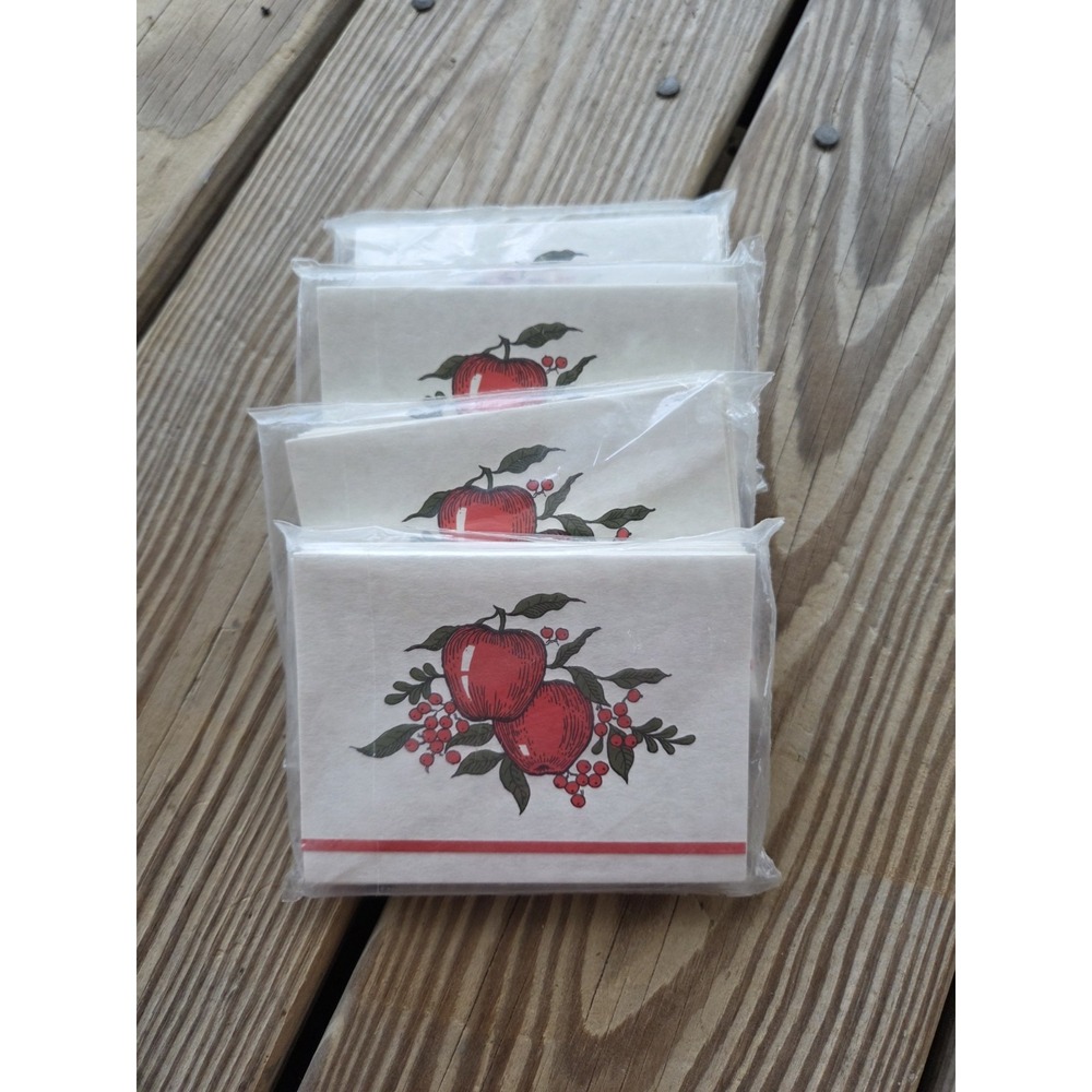 Vintage Christmas Red Apple Berry Print‎ Lot Of 4 Easton's Fold And Seal Notes